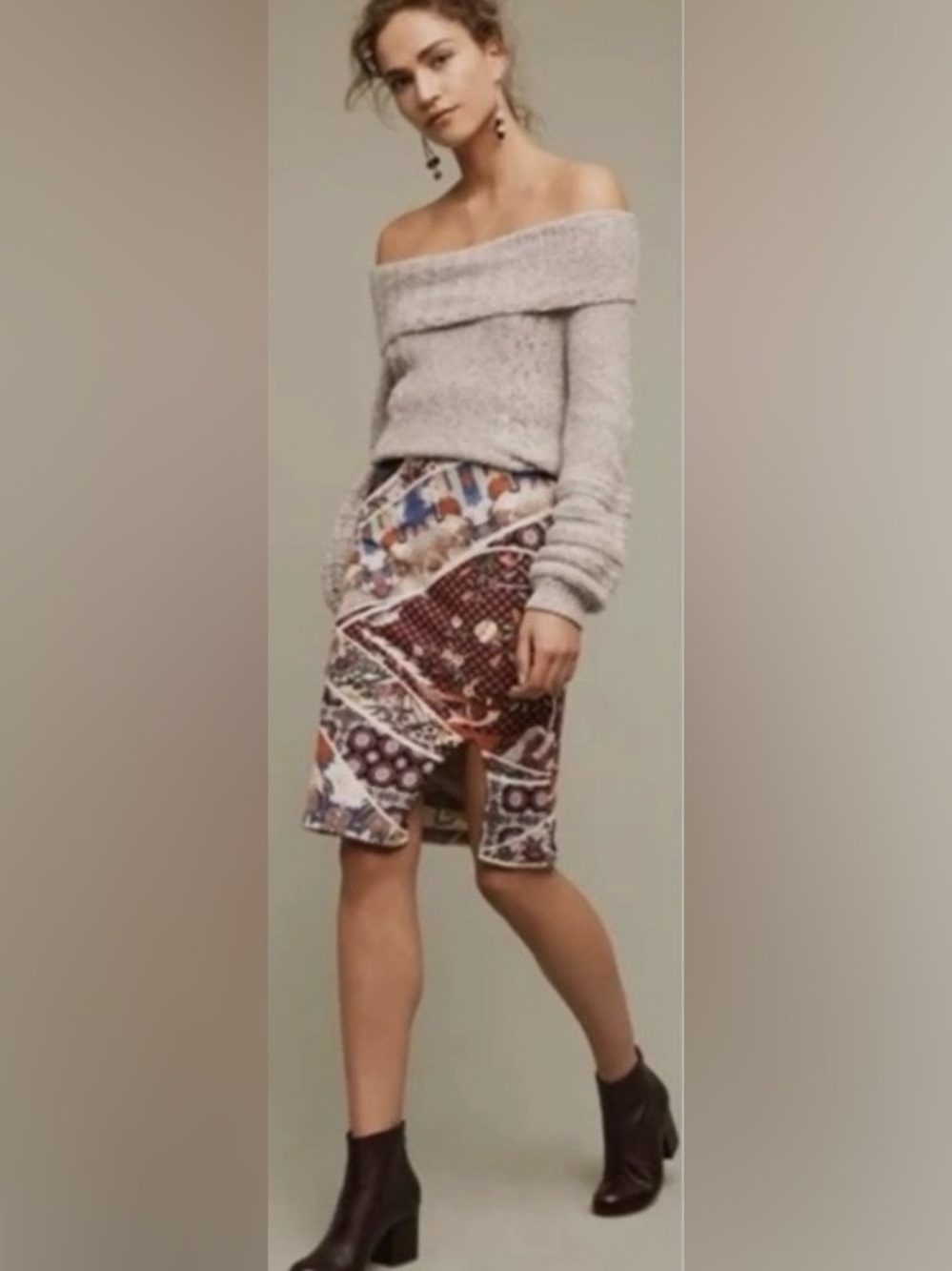 Anthropologie Maeve Vannia Printed Pencil Skirt LP | Midi Skirt
